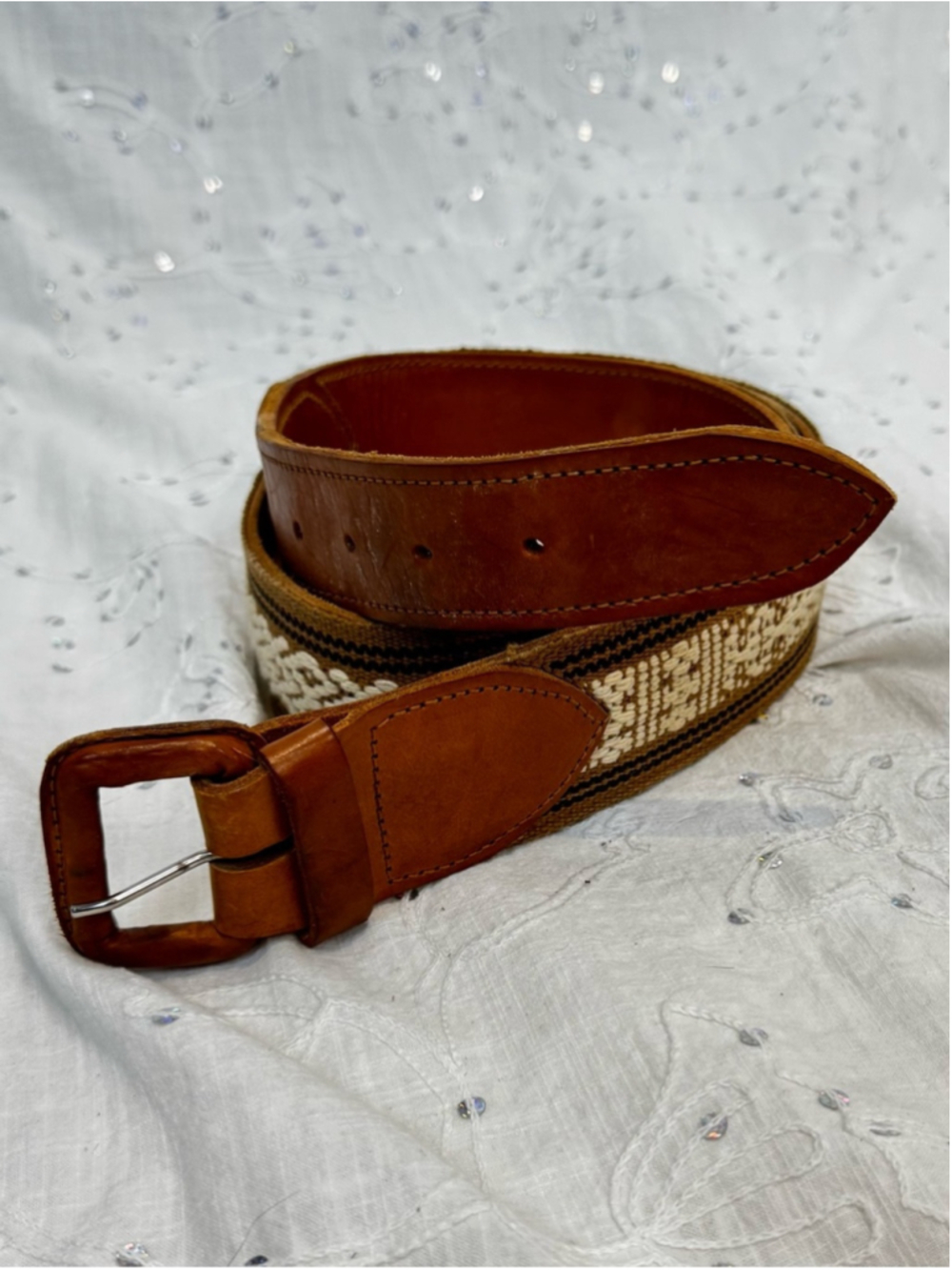 Vintage Mexican Woven Leather Belt Size 38/40